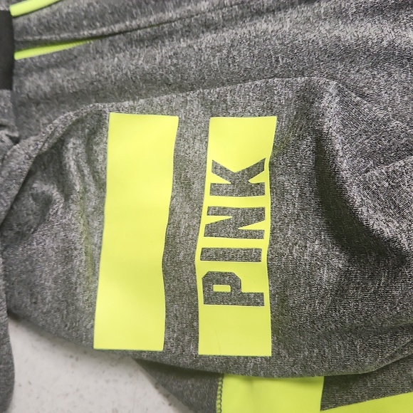 PINK Victoria's Secret NWOT Ultimate Gray & Neon Yellow Zip-Up Hooded Jacket - Picture 6 of 13